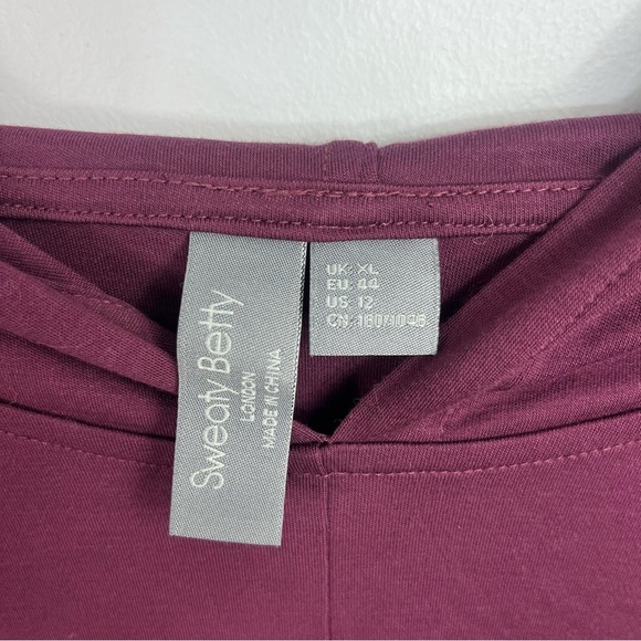 Sweaty Betty Size US 12 Maroon Knot Front Hoodie Long Sleeve Jersey Top N5 - Picture 2 of 6